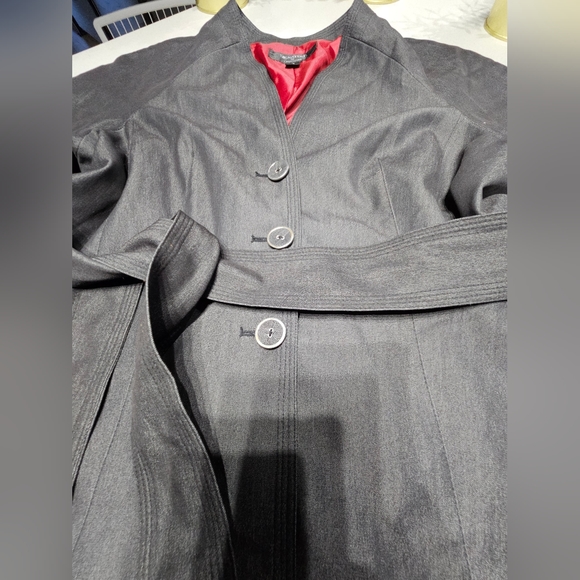 LARRY LEVINE Sublime blazer doublé gris charcoal, ceinture ajustable à la taille - Picture 3 of 7